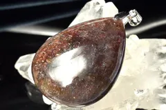 【１点物】シルバー925◇ブラッドショット内包 アイオライトサンストーン　36x27mm　ドロップ ペンダントトップ パワーストーン 天然石 _PC6509