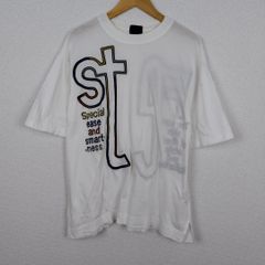 90s santa fe サンタフェ Tシャツ 刺繍 ビッグロゴ ホワイト 04サイズ メンズ 古着 ストリート