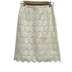 M'S GRACY(エムズグレイシー) スカート サイズ38 M レディース - 白 ひざ丈/レース/花柄