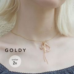 【即納】ドループ メタル チェーン リボン ネックレス GOLDY ゴールディ 3240703 goldy アクセサリー レディース チェーンネックレス ロングネックレス シルバー ゴールド 長さ調整可能 goldy ネックレス 新品 正規品