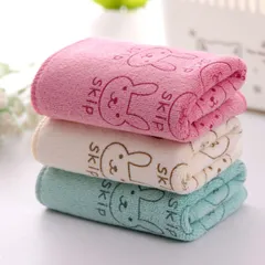 【早発】L2キク バスタオル 速乾 高速吸水 大判 タオル マイクロファイバー 耐久性 肌触りうさぎ柄 抗菌 無地 かわいい 3枚セット 70×140cm