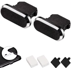 Lightning 差し込み口 保護キャップ Apple iPhone Series iPad/iPad mini/iPod などに適応 ライトニング 対応 充電口 蓋 カバーアルミニウム 防汚 プラグ ダスト カバー (2ペア・ブラック)