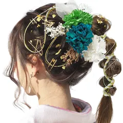 【最短発送】水引 金箔 ドライフラワー 銀箔 カスミソウ 組紐 人気 ロープ 成人式 ヘアアクセサリー 前撮り 振袖 卒業式 結婚式 髪飾り] 和装 袴 着物 浴衣 ブライダル [JZOON 花嫁 ヘッドパーツ ゴールドピン ゴールド葉っぱ