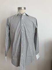 【中古品】ポール・スチュアート(Paul Stuart) クレリックシャツ　SIZE:41　Col:ホワイト/グレー ストライプ