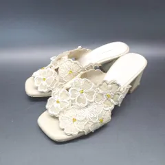 ◇ JELLY BEANS カジュアル シンプル レース 花柄 刺<!-利用不可文字-!> サンダル サイズS クリーム レディース E  【1308160066676】