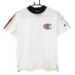 チャンピオン 半袖ハイネックシャツ 白 ネックネイビー 肩ライン  レディース LARGE ゴルフウェア Champion