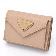 プラダ / PRADA 　トライアングル 財布 / 三つ折り コンパクト ウォレット　1MH021　サフィアーノレザー　ピンクベージュ系 【中古】 商品番号 S-158130