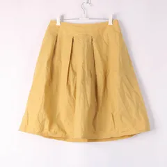 イネド スカート フレア ひざ丈 コットン100% 裏地付 日本製 ボトムス レディース 11サイズ イエロー INED 【中古】