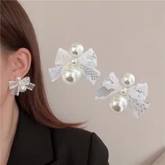 パールピアス リボン レース 人気アクセサリー かわいい 大人 卒園 卒業 フォーマル 結婚式 パーティーピアス キラキラ 蝶結び 可愛い(メール便送料無料)