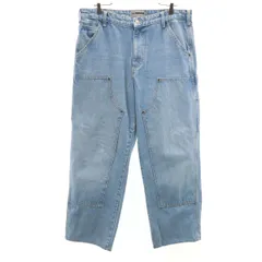 ZARA ザラ RHUIGI ルイージ・ビラセノール コラボ ダブルニー デニムペインターパンツ 42 ウォッシュブルー ジーンズ メンズ 古着