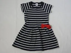 プチバトー petit bateau アウトレット 子供服 女の子 4歳 約 100cm 半袖 ワンピース 紺 白 ボーダー 春 夏 ★3 ガールズ 女児 キッズ 【中古】 ユーズド リサイクル こども