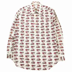 Vintage kent ケント van jacket 総柄 ボタンダウン シャツ 長袖 プルオーバー オールド 車柄 サイズS レッド 赤 メンズ 【中古】