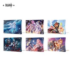 原神・公式　アクリルプレート（キービジュアル）八重神子＆雷電将軍　宵宮＆鹿野院平蔵　アルレッキーノ＆リネ＆リネット＆フレミネ　マーヴィカ　夢見月瑞希＆八重神子＆雷電将軍　スカーク