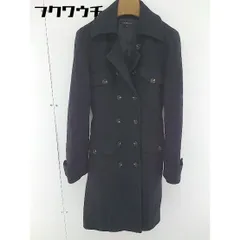 ■ ◎ LAUTREAMONT ロートレアモン ウエストリボン付き 長袖 コート サイズ2 ブラック レディース  【1108270000443】