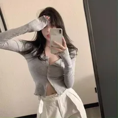 フロントボタンロンT♡