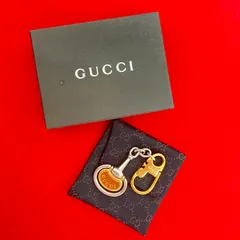 極 美品 箱 袋付 GUCCI グッチ ロゴ GP シルバーメッキ キーホルダー キーリング チャーム ゴールド シルバー ブラウン 69434