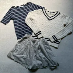 【まとめ売り】LOWRYS FARM ローリーズ ボーダー ニット ショートパンツ レディースMサイズ 3点セット