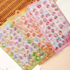 HAKONA シール ぷくぷく 3d立体ぷっくりごほうびシール 女の子 可愛い3枚セット 実心 夜光 デコ ご褒美 おしゃれ スマホケース ステッカー 手帳用 diy用 水筒用 手芸用品 贈り物 1