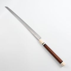 マグロ包丁 刃渡700mm 本刃付け ヘアライン仕上げ 八角柄 花梨鞘付き 刺身包丁 柳刃包丁