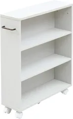 【人気商品】山善(YAMAZEN) 本棚 スリム (キャスター付き 本棚) 幅58×奥行17×高さ68.5cm 取っ手左右付け替えOK コミック (まんが) 収納目安105冊 組立品 ジョイホワイト CCW-7055CR(JW)