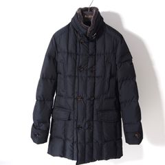 極美品 ムーレー MooRER イタリア製 近年モデル MORRIS-KM ファー付 ダウンジャケット 46 ダークネイビー メンズ 正規品 5-ZD004