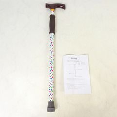 一本杖 光る伸縮杖 ドット 64～92cm アルミ製 介護 歩行補助 CT036
