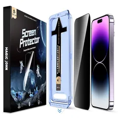 【覗き見防止】MAGIC JOHN いphone14pro max ガラスフィルム 2枚セット ガイド枠付き 貼りやすい iPhone14promax フィルム 飛散防止 保護フィルム スクラッチ防止 0