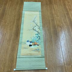 掛軸 雪柳手毬図 作者不明 サイン・落款あり 普段掛け 年中掛け 松甫
