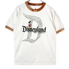 ディズニーパークDisney ParksディズニーランドDisneylandリンガーTシャツトリムTキャラクターTキャラ物ミッキーマウスMickey Mouse白ホワイト茶色ブラウンvintageヴィンテージ40619