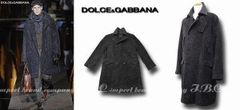 ★DOLCE&GABBANA8ツボタンアルパカ混ロングコート50チャコールグレー