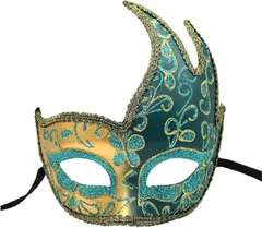 Ｕｃｃｅｌｌｉｎｏ ベネチアンマスク 仮装 ハロウィン 仮面 半面 ヴェネチアンマスク コスプレ 舞踏会 ユニセックス( ターコイズグリーン)