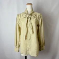 ROPE PICNIC ロペピクニック　ボウタイ　長袖　ブラウス　シャツ　ナチュラルカラー　やや透け感あり　ワッシャー加工