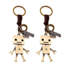【特価セール】[BESTOYARD] 2個ロボットキーホルダークリエイティブ金属ロボットキーリングハンドバッグ財布チャーム車の携帯電話の装飾女性女の子