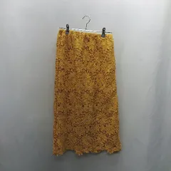 ◇ Θ OLIVE des OLIVE 花柄レース ウエストゴム 膝下 タイト スカート サイズM イエロー レディース E  【1502030016345】