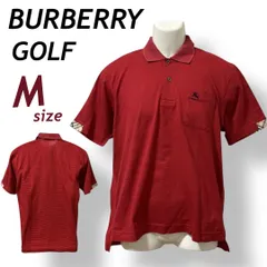 BURBERRY GOLF バーバリー ゴルフ メンズ ゴルフウェア M 半袖ポロシャツ 刺繍ロゴ ノバチェック BFV13-810 三陽商会 日本製 レッド系 (C36)★