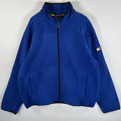古着 90's/90年代 トミーヒルフィガー TOMMY HILFIGER フリースジャケット フルジップ 大きいサイズ ワンポイントロゴ XXL  ブルー メンズ