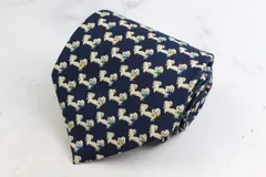 サルヴァトーレフェラガモ ブランド ネクタイ 総柄 動物柄 犬 シルク イタリア製 PO メンズ ネイビー Salvatore Ferragamo 【中古】