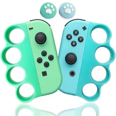 コントローラー グリップ switchに対応 ジョイコン用 コントローラー ハンドル 大人と子供向け joyco用 ボクシングゲームグリップ 2個 セット(青＆緑) 1