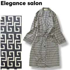 【レトロ古着】 ヴィンテージ Elegance salon 総柄 モノグラム トレンチコート スプリングコート ネイビー レディース ♪
