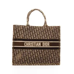 ディオール Dior トートバッグ BOOK TOTE ブックトート ラージ オブリーク ブラウン ファブリック ブックトート ラージ レディース Used A