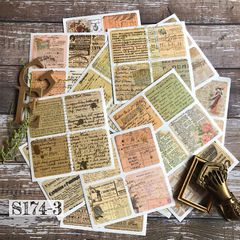 【S174-3 コラージュ素材】海外和紙シール　ジャーナル　手帳　英字　おすそ分