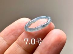 L13-104 ピンキーリング 氷種 竹節 リング 花青 7.0号 グアテマラ産 A貨 本翡翠 くりぬき