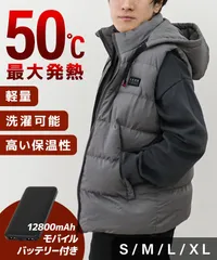 【モバイルバッテリー付き】電熱ベスト フード付き ヒーター付きベスト 速暖 温度調節 3段階 作業用ベスト バイクベスト バイカ―向け 屋外 軽量 ユニセックス 秋 冬 防寒着 大きいサイズ 防寒ベスト 防寒ベスト usb給電 軽量 送料無料 FHV01