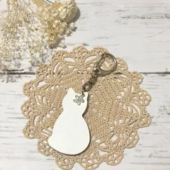 牛革☆ネコちゃんキーホルダー☆白猫