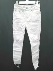 ◇ Θ AZUL BY MOUSSY アズールバイマウジー ダメージ デニム ジーンズ パンツ サイズXS ホワイト レディース P  【1409250010743】