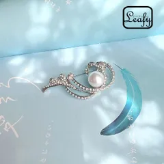 Leafy ピンブローチ レディース シルバー 銀  大きめ パール ラインストーン 華やか おしゃれ コーディネート　帽子やストールにも キラキラ ラインストーン お出かけ パーティー 結婚式 プレゼント br0005s 冠婚葬祭