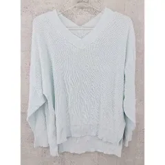 ◇ Simplicite シンプリシテェ コットン ニット 長袖 Vネック セーター ブルー *  【1002797702142】