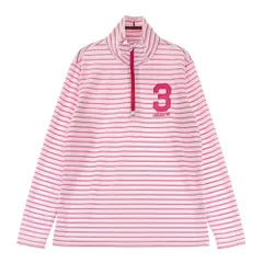 サイズ：L ADIDAS GOLF アディダスゴルフ  ハーフジップ 長袖Tシャツ ボーダー柄 ピンク系 [240101291970]# ゴルフウェア レディース ストスト