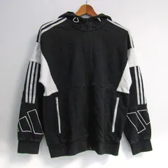 アディダス パーカー トップス ジップアップ スウェット スポーツウエア メンズ Mサイズ ブラック adidas 【中古】