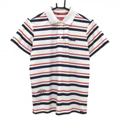 ニューバランスゴルフ 半袖ポロシャツ 白×ネイビー×レッド ボーダー レディース 2(L) ゴルフウェア New Balance